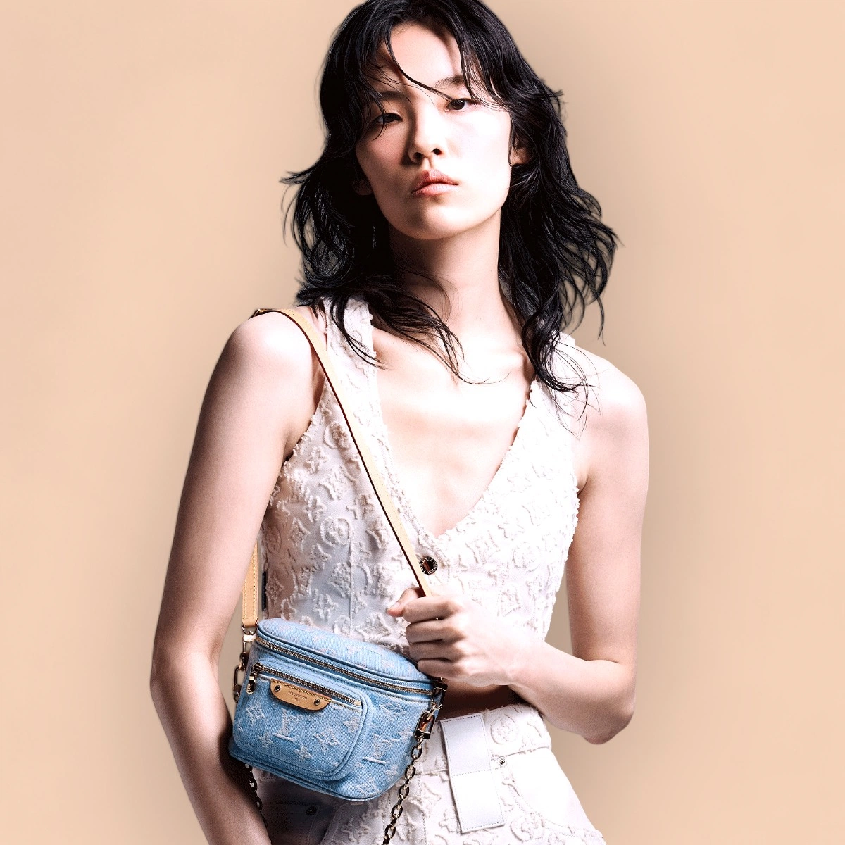 高仿包代理LV Mini Bumbag Monogram牛仔布 拉鏈鏈條包包包-M83353正品級別-貨到付款