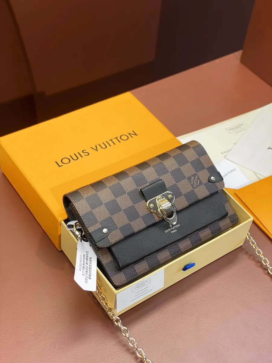 高仿包廠家LV Vavin 格子花色 Damier Ebene 鏈條包袋-N60221正品級別-貨到付款