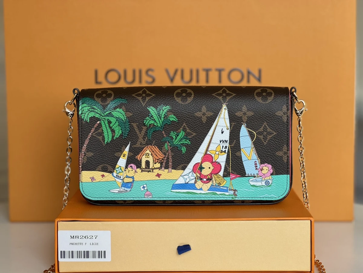 高仿名牌包LV Félicie Pochette 冬季系列印花 鏈條單肩拉鏈錢包-M82627正品級別-貨到付款