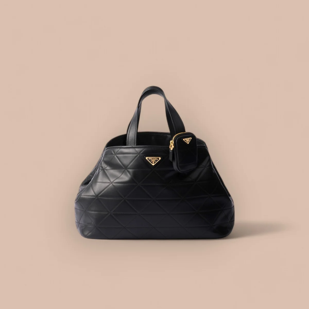 高仿包批發Prada Symbole 1BG547 MM黑色皮革手提包包正品級別-貨到付款