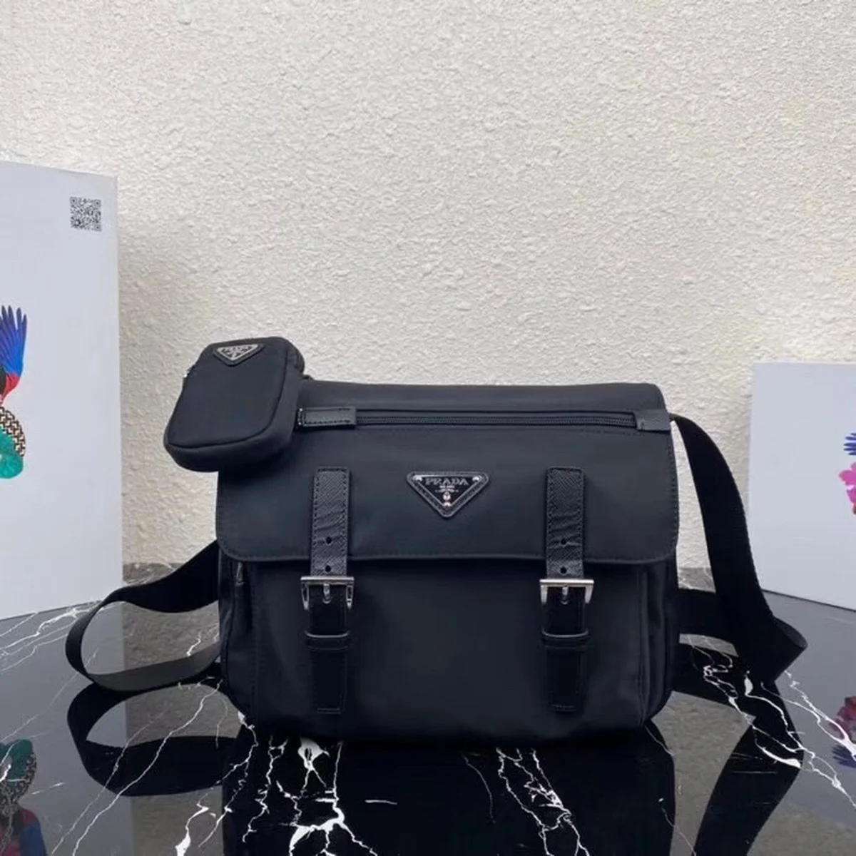 高仿包零售Prada Re-Nylon 1BD953 MM黑色尼龍單肩包包正品級別-貨到付款