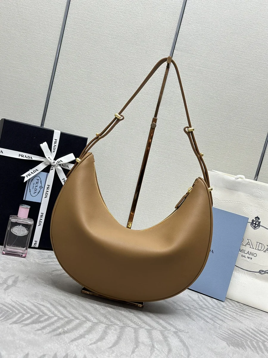 高仿包零售Prada Moon 1BC212 MM米白色皮革單肩包包正品級別-貨到付款