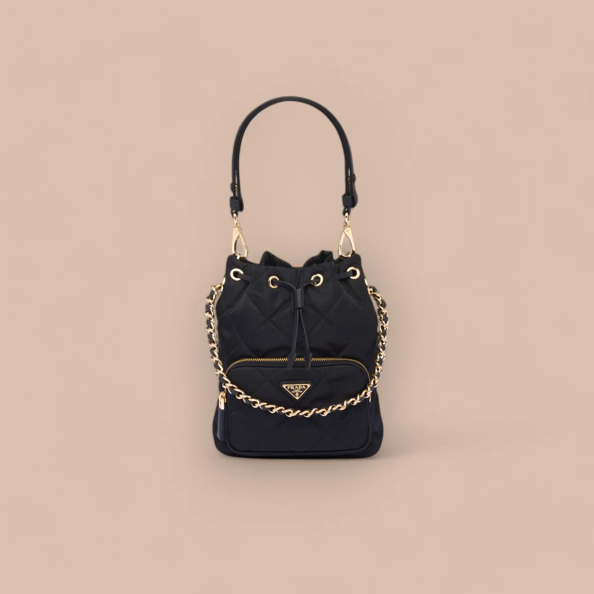 高仿奢侈品包Prada Nylon 1BH038 MM黑色尼龍單肩包包正品級別-貨到付款