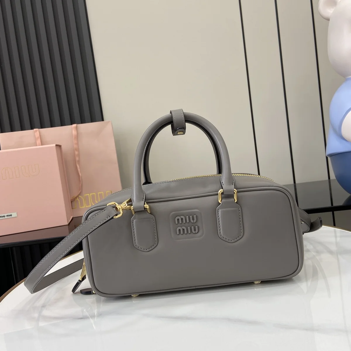 高仿奢侈品包MiuMiu Arcadie皮革包包5BB148正品級別-貨到付款