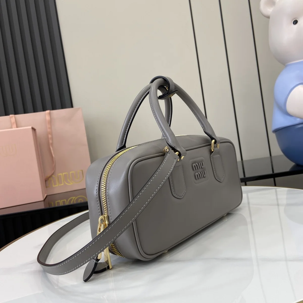 高仿奢侈品包MiuMiu Arcadie皮革包包5BB148正品級別-貨到付款