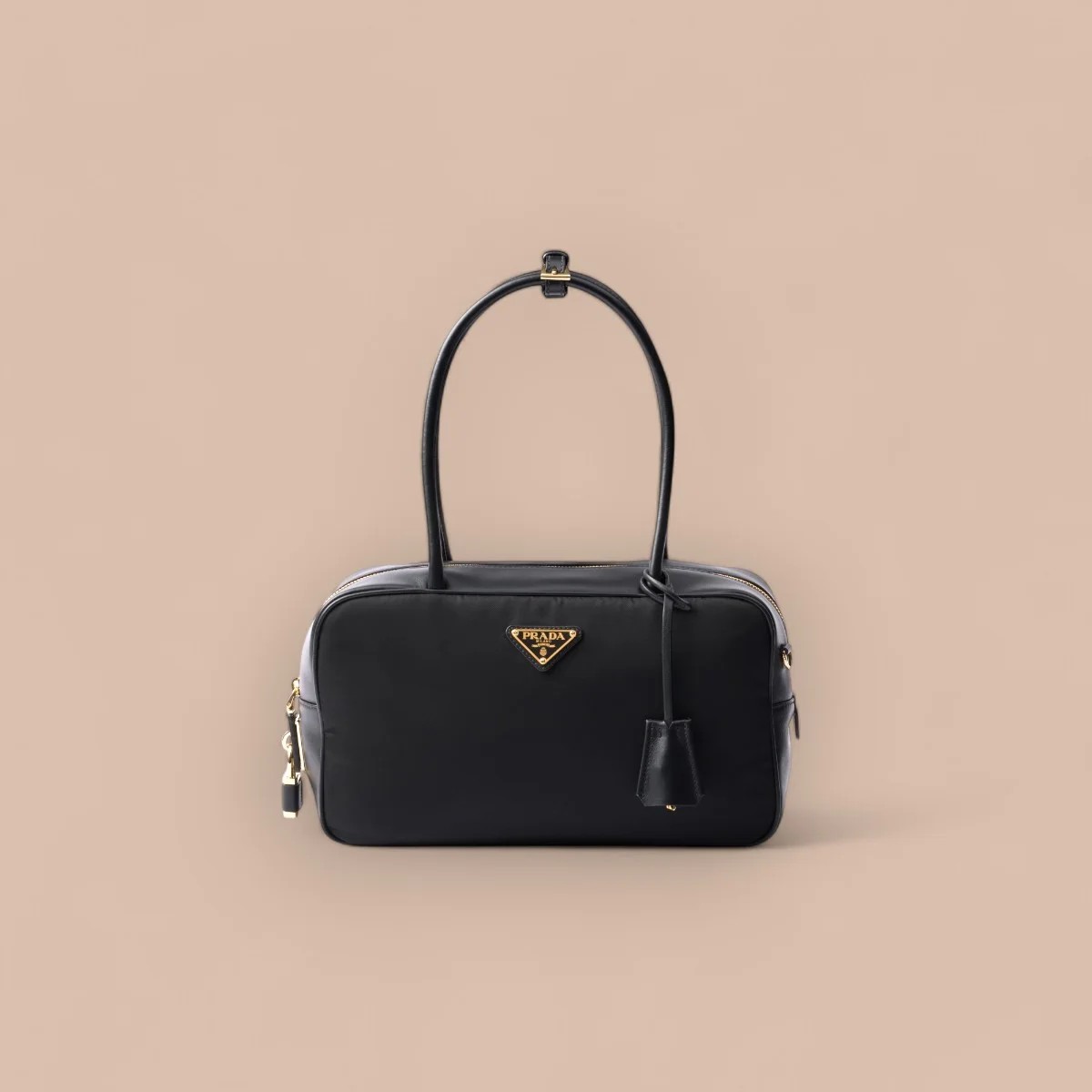 高仿包廠家Prada ReNylon 1BB132 MM黑色皮革托特包包正品級別-貨到付款