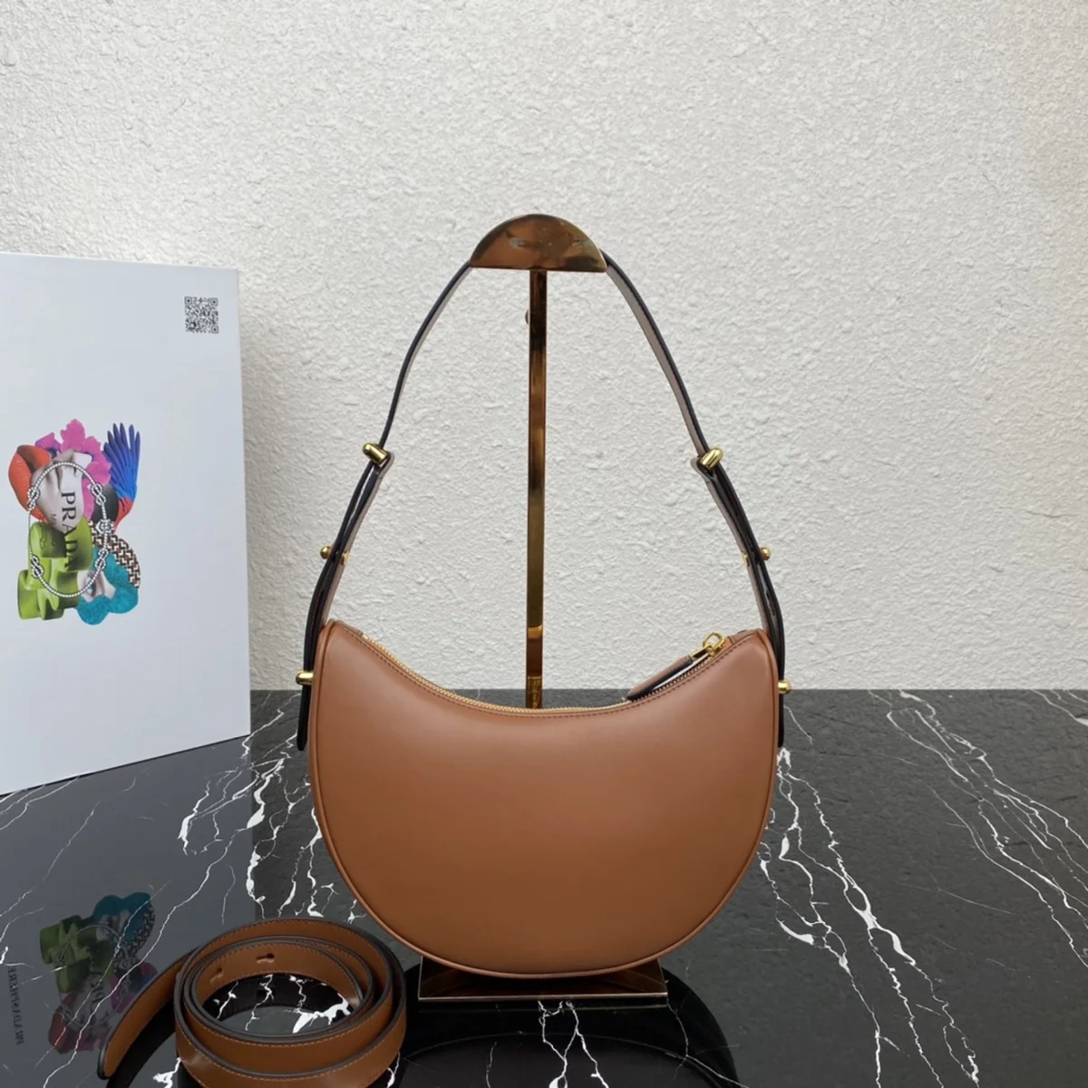 高仿包廠家Prada Curve 1BC194 PM白色 皮革單肩包包正品級別-貨到付款