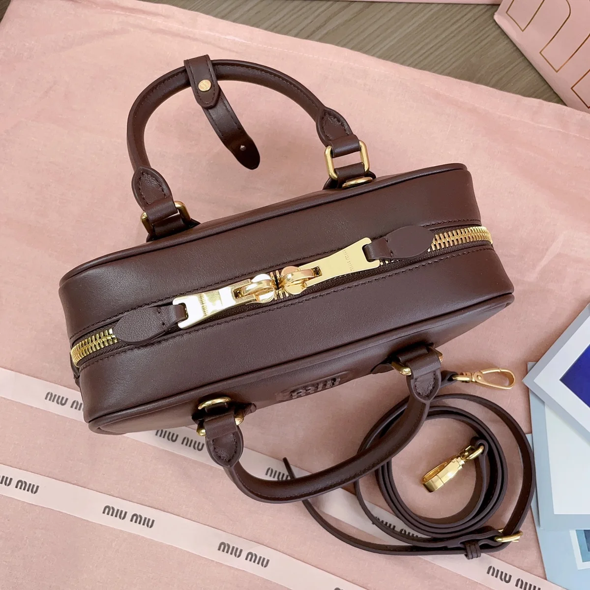 高仿包批發MiuMiu Arcadie皮革包包5BB142正品級別-貨到付款