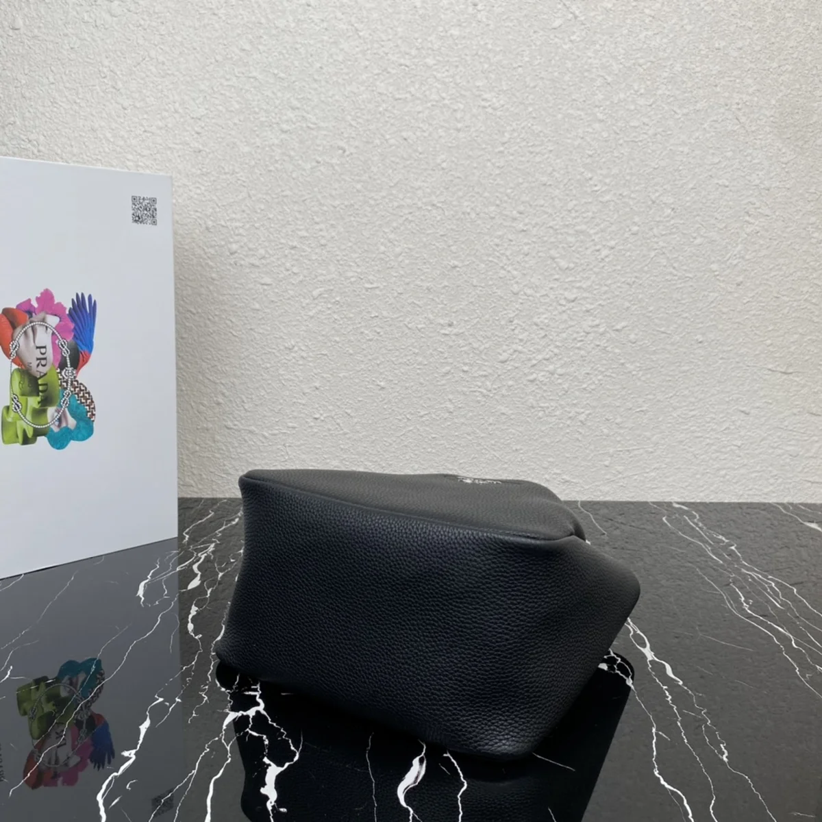 頂級高仿包Prada Flou 1BG335 PM黑色皮革手提包包正品級別-貨到付款
