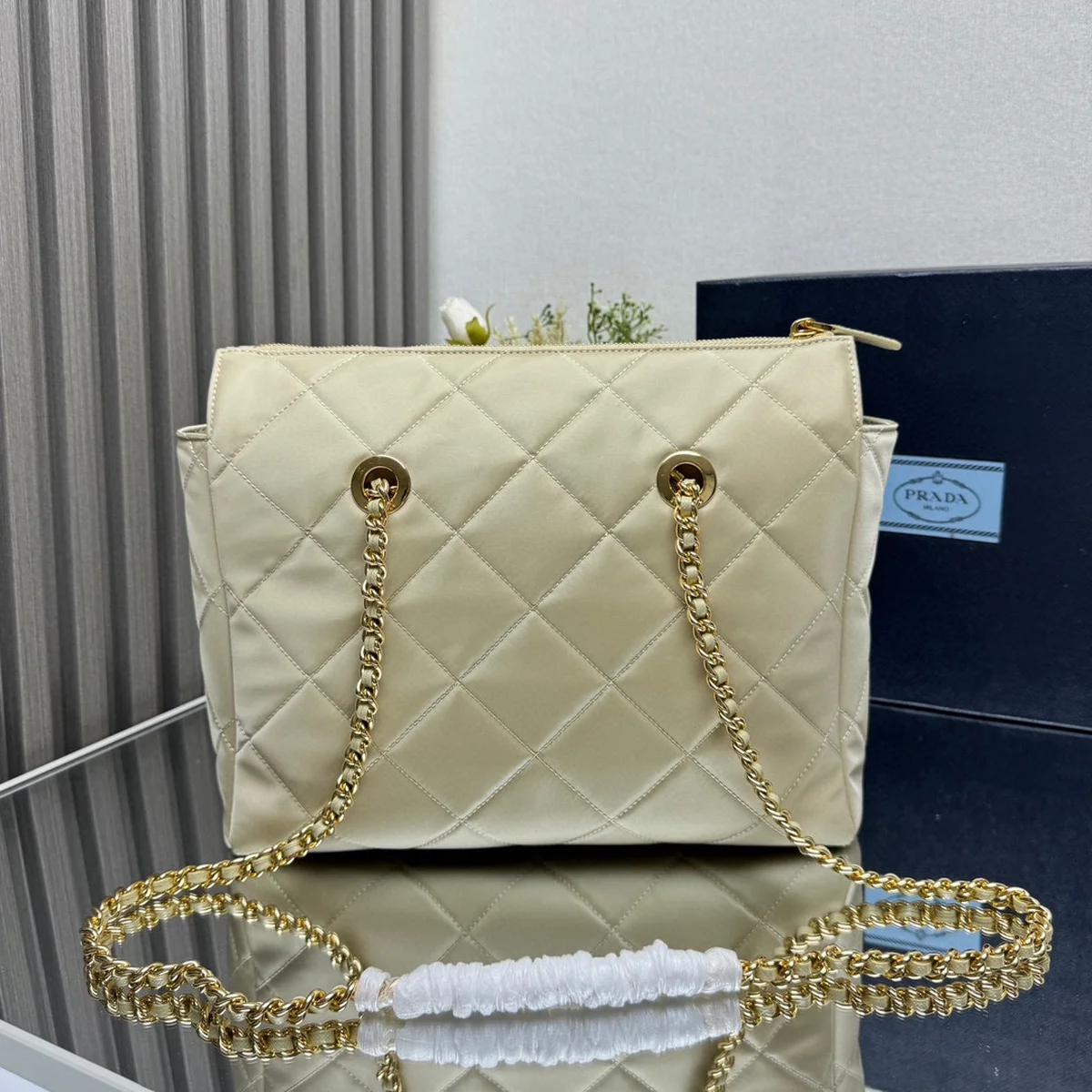 高仿包批發Prada Re-Nylon 1BG529 MM灰色尼龍手提包包正品級別-貨到付款