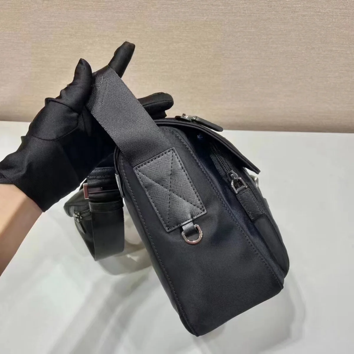 高仿包直銷Prada ReNylon 1BD994 MM黑色尼龍單肩包包正品級別-貨到付款