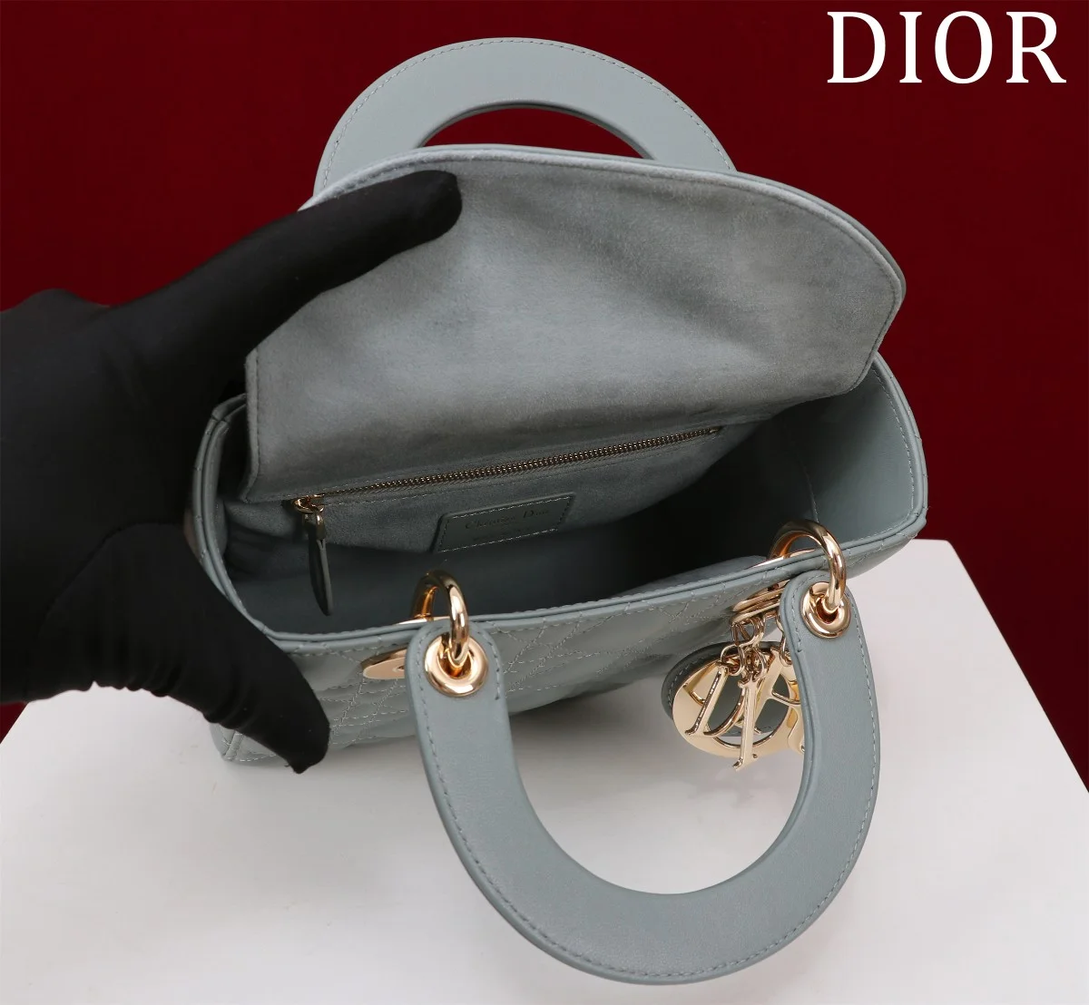 高仿包批發Dior Lady 淡藍 羊皮斜挎包PM-M0538正品級別-貨到付款