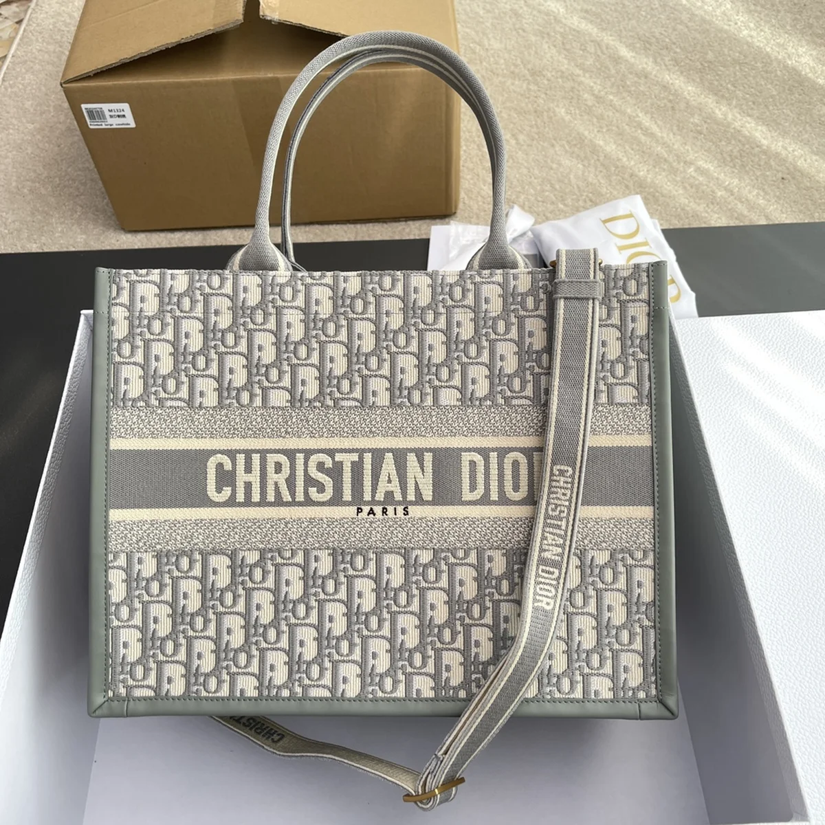 高仿包批發Dior Book 灰色托特包包MM-M1324正品級別-貨到付款