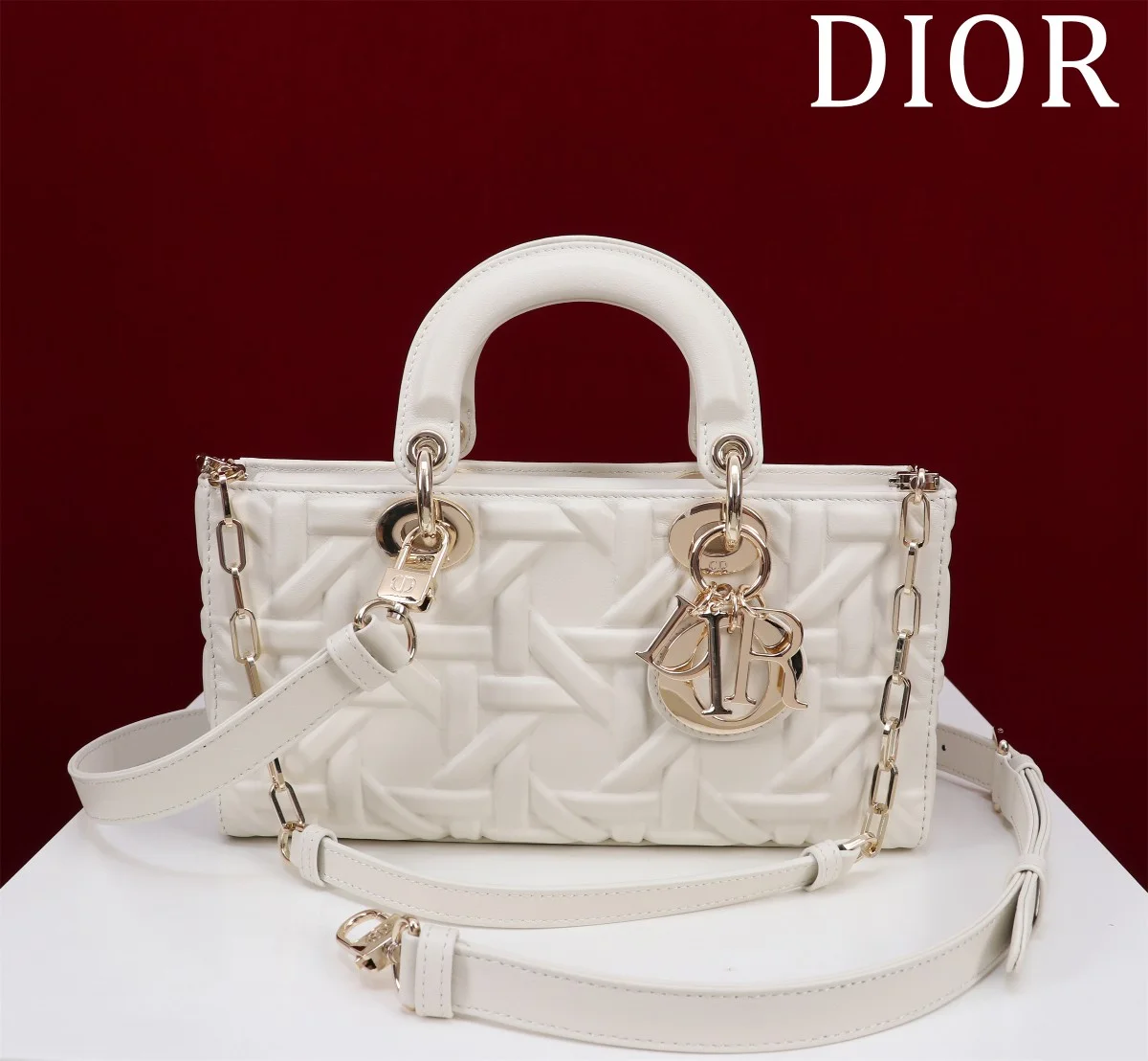 高仿奢侈品包Dior Lady 白色肩背袋MM-M0540正品級別-貨到付款