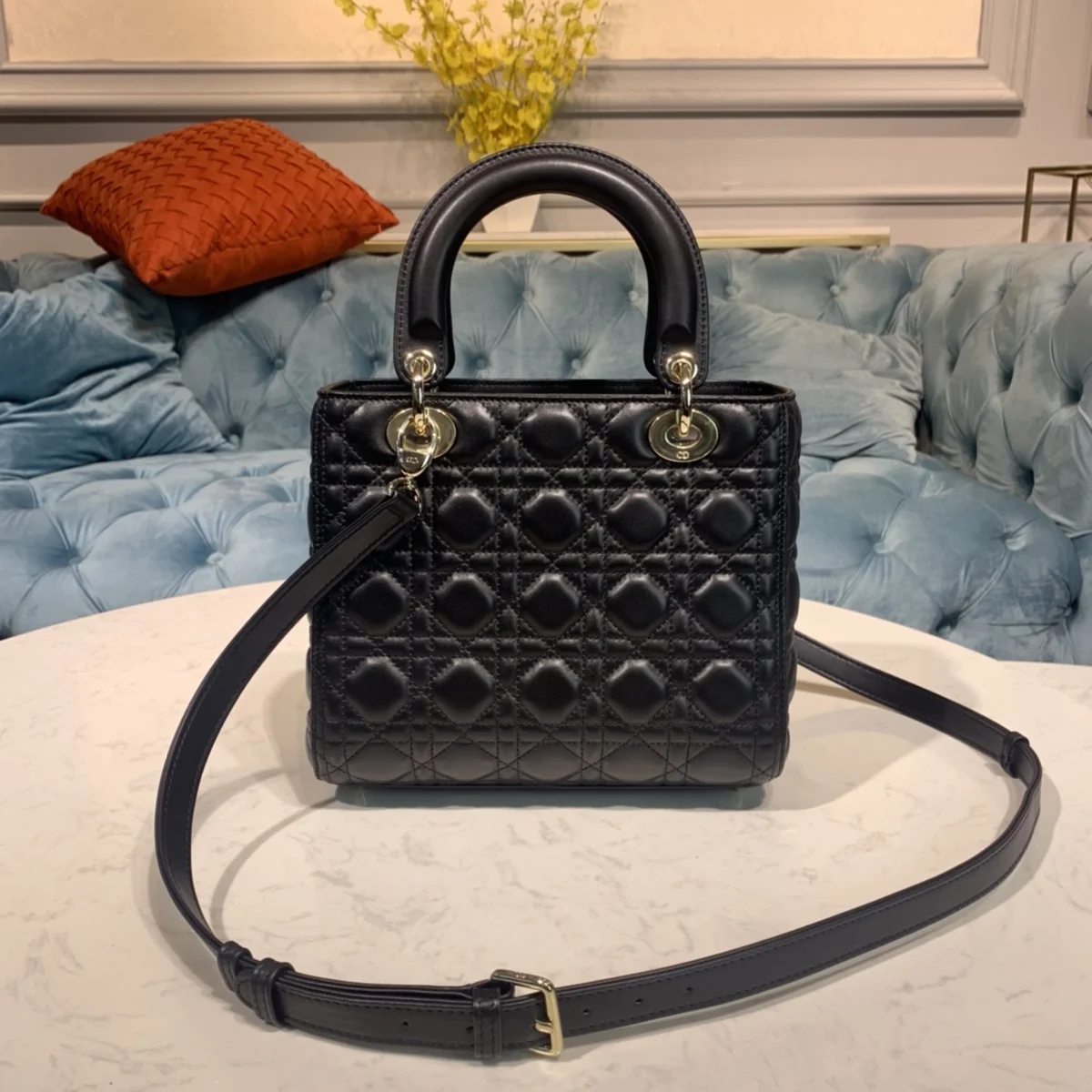 高仿包批發Dior Lady 黑色 小牛皮斜挎包MM-M0565正品級別-貨到付款