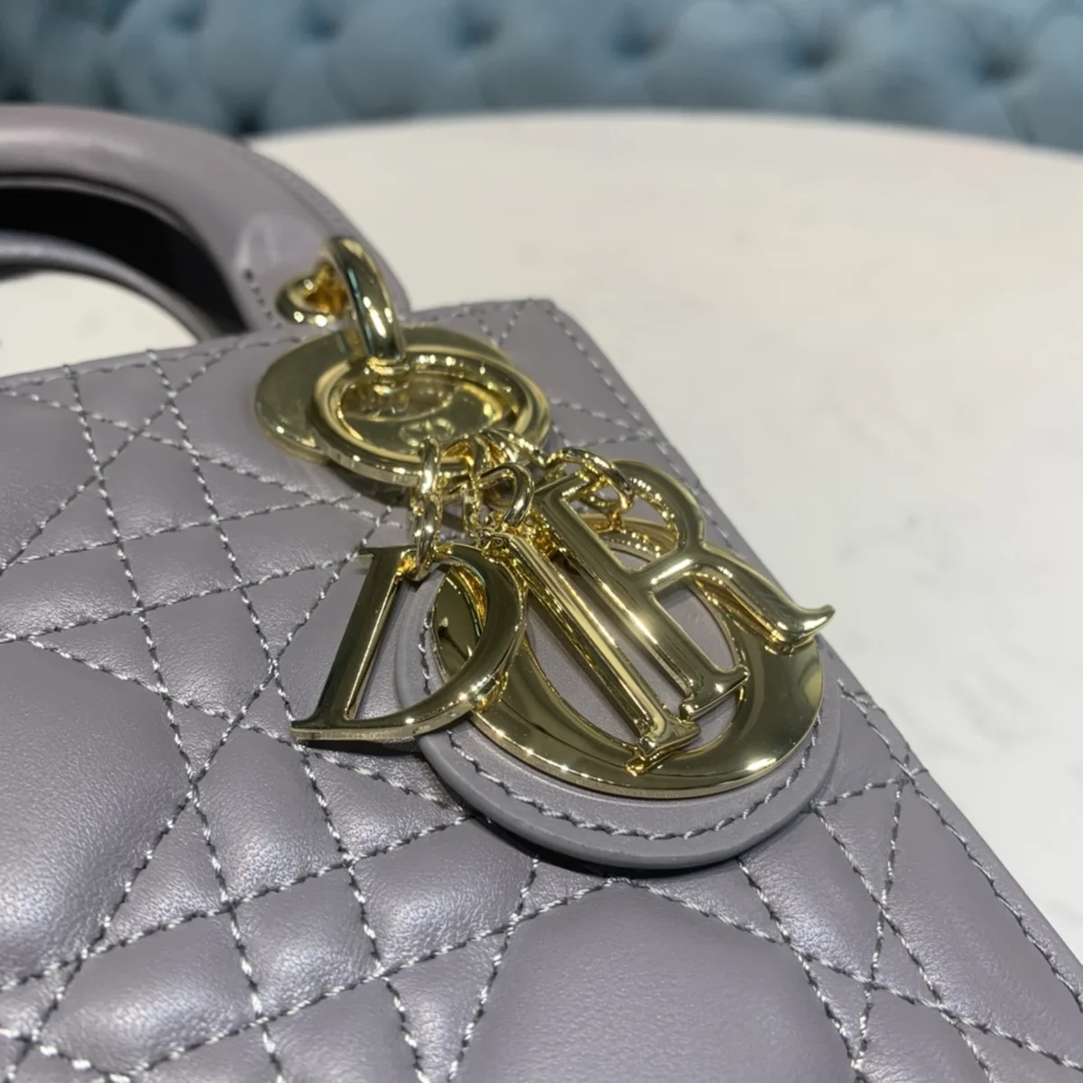 高仿包批發Dior Lady 灰色 羊皮斜挎包PM-M0505正品級別-貨到付款