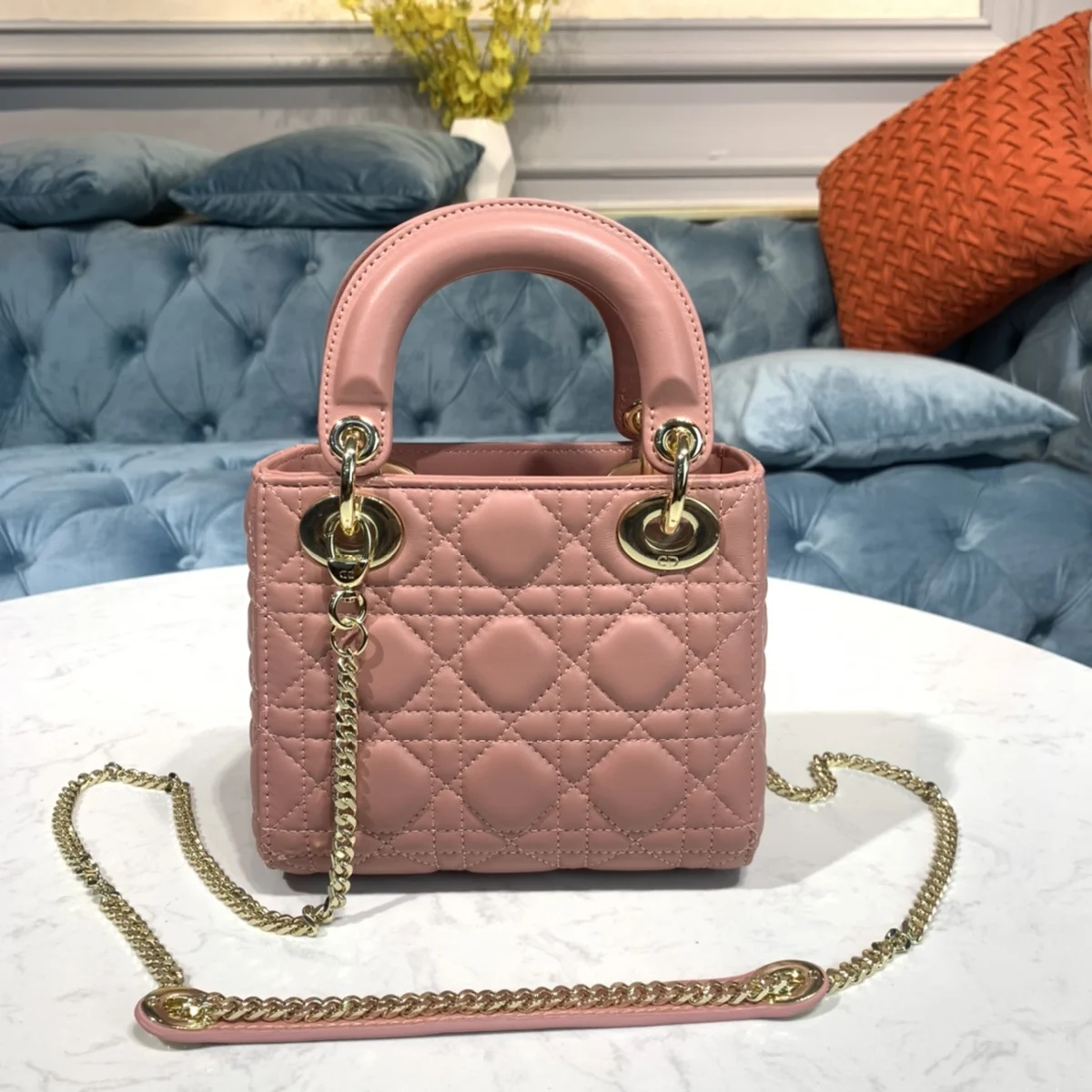 高仿包代理Dior Lady迷你 粉紅 羊皮斜挎包-M0505正品級別-貨到付款