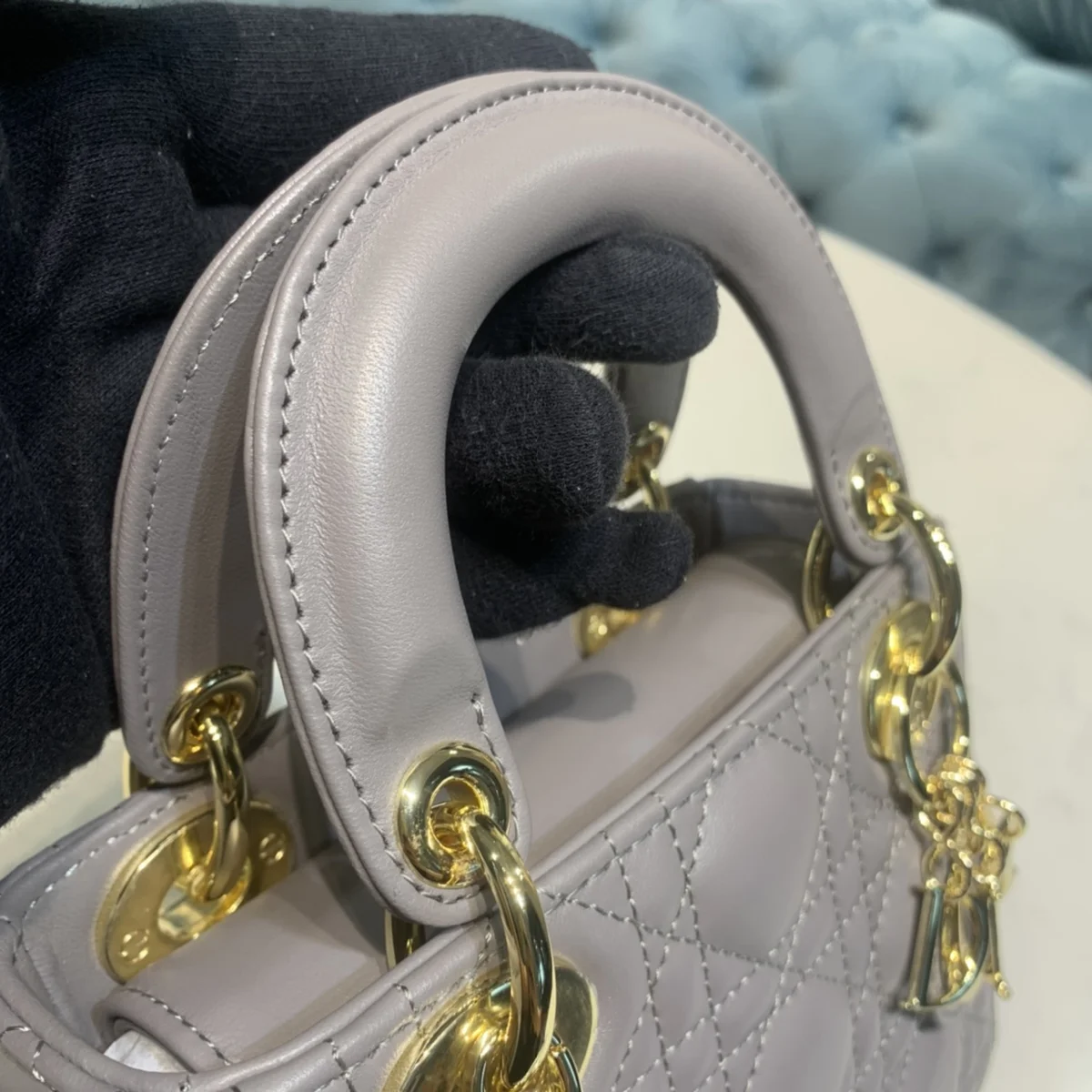 高仿包批發Dior Lady 灰色 羊皮斜挎包PM-M0505正品級別-貨到付款