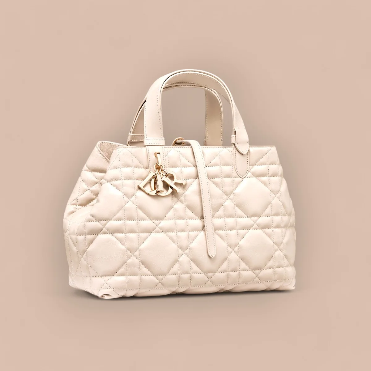 高仿奢侈品包Dior Toujours 象牙色 小牛皮托特包包MM-M2821正品級別-貨到付款
