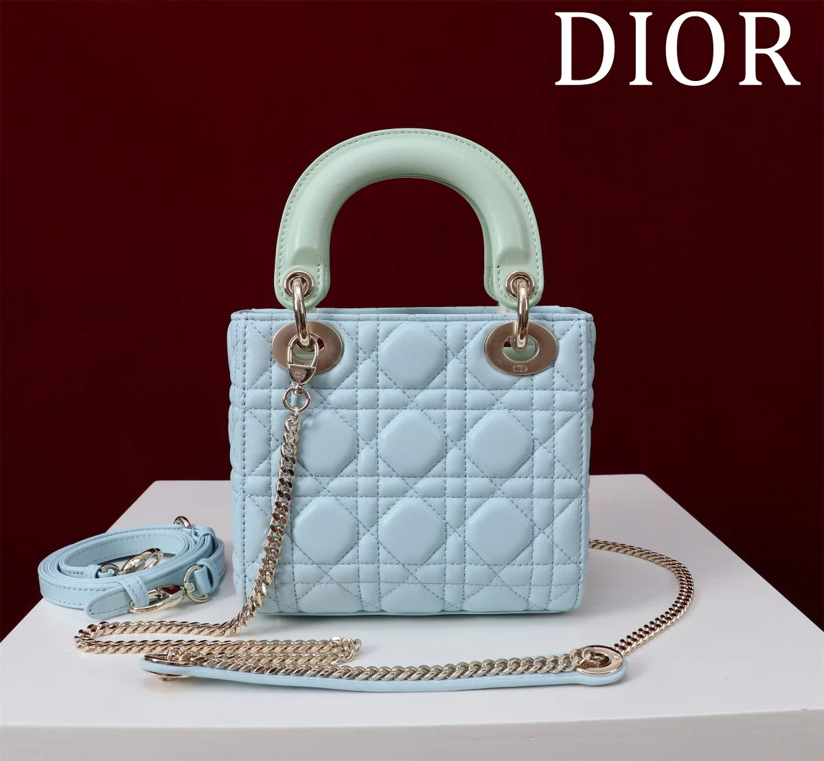 高仿包代購Dior Lady 淺藍 羊皮斜挎包PM-M0505正品級別-貨到付款