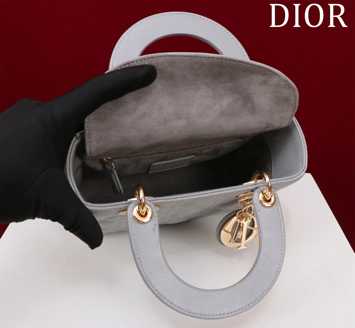高仿包直銷Dior Lady 雲灰 羊皮斜挎包PM-M0538正品級別-貨到付款