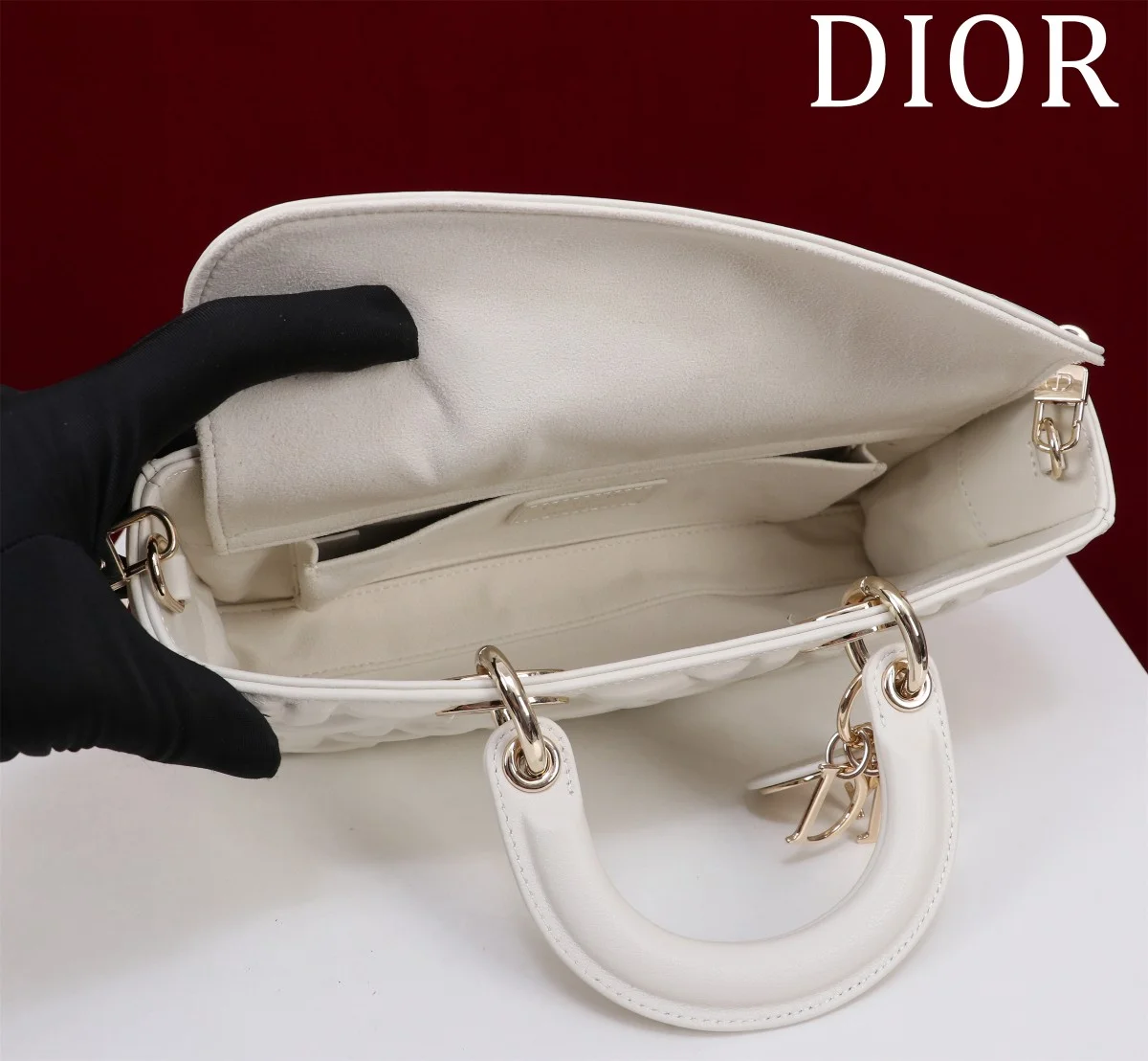 高仿奢侈品包Dior Lady 白色肩背袋MM-M0540正品級別-貨到付款