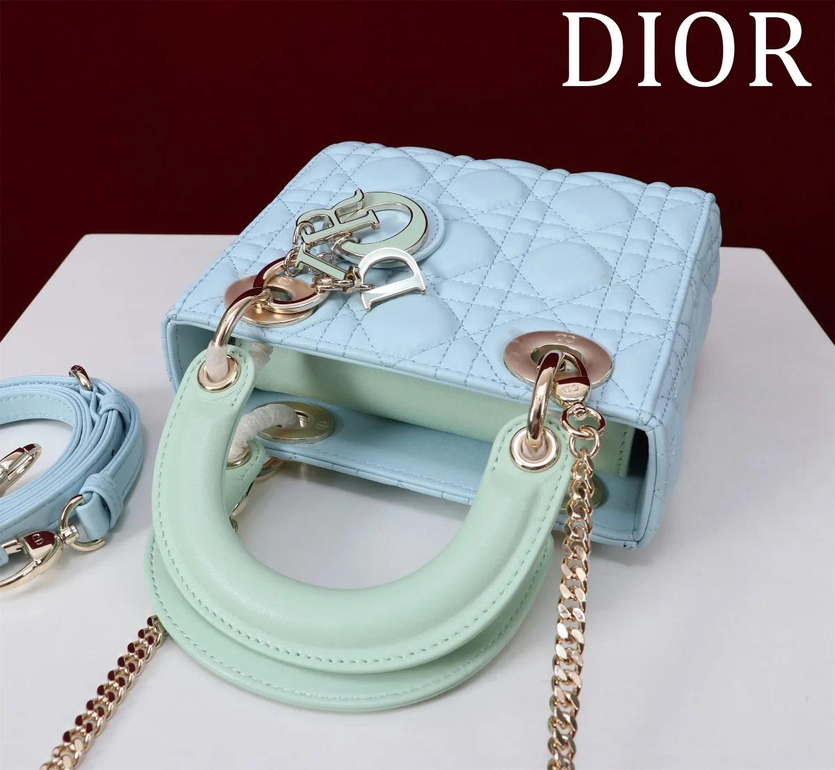 高仿包代購Dior Lady 淺藍 羊皮斜挎包PM-M0505正品級別-貨到付款