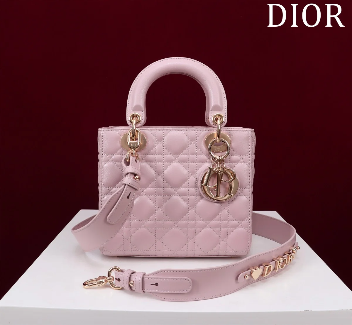 高仿包廠家Dior Lady 胭脂粉 羊皮斜挎包PM-M0538正品級別-貨到付款