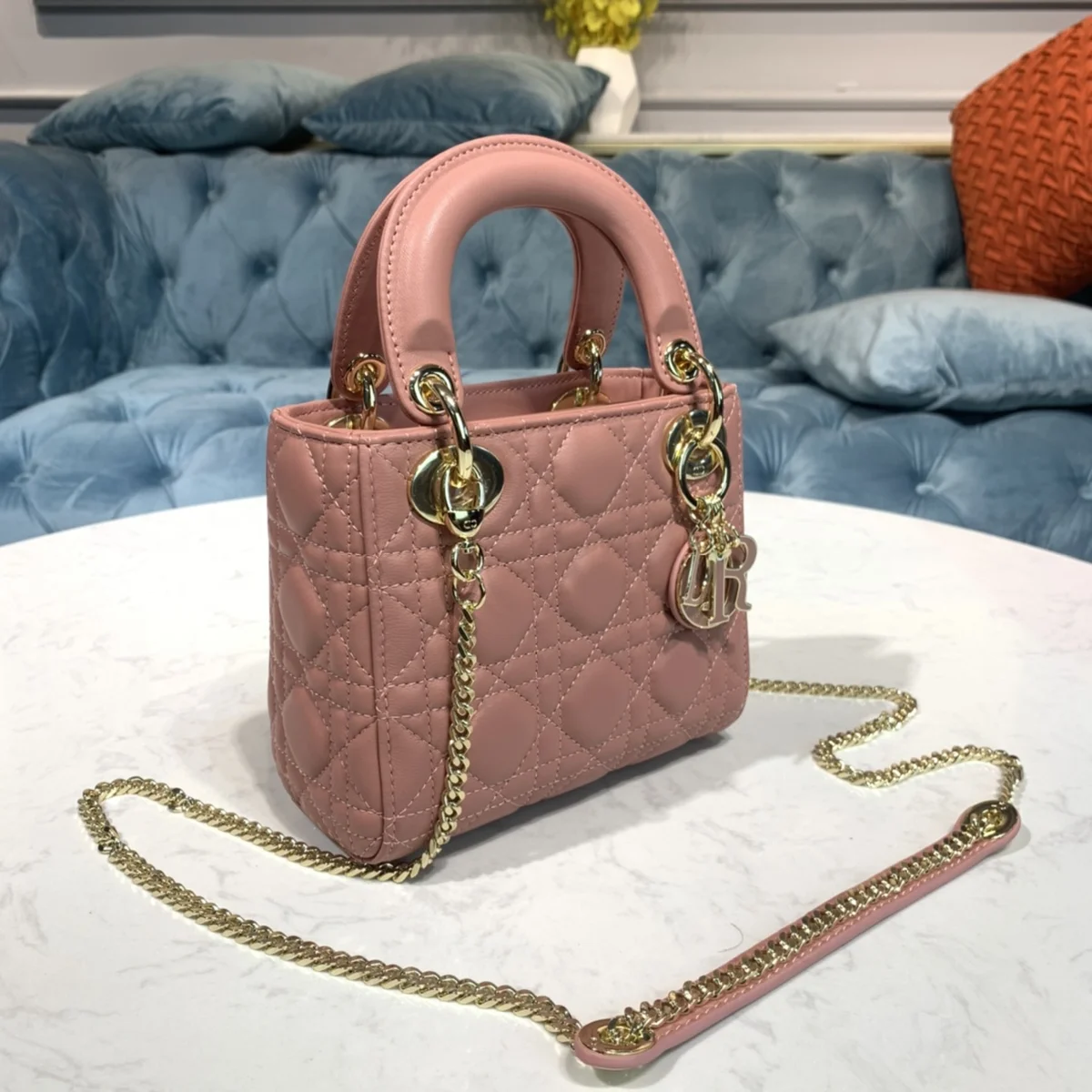 高仿包代理Dior Lady迷你 粉紅 羊皮斜挎包-M0505正品級別-貨到付款