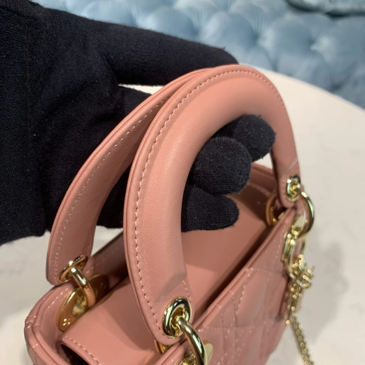 高仿包代理Dior Lady迷你 粉紅 羊皮斜挎包-M0505正品級別-貨到付款