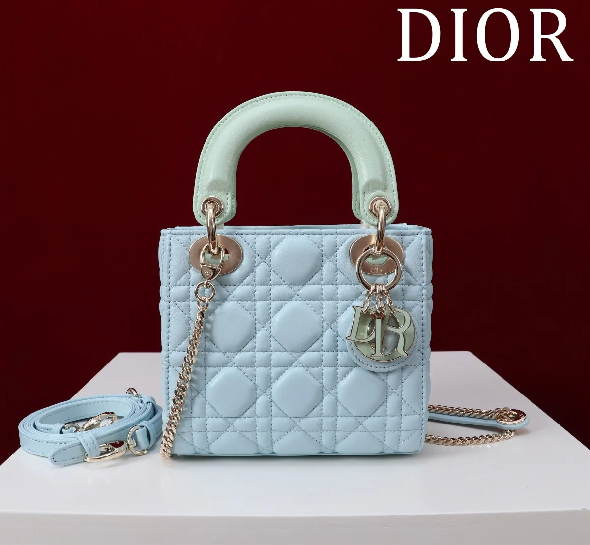 高仿包代購Dior Lady 淺藍 羊皮斜挎包PM-M0505正品級別-貨到付款