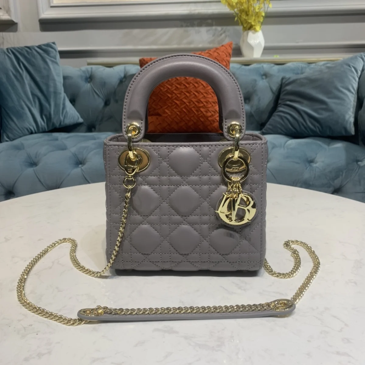 高仿包批發Dior Lady 灰色 羊皮斜挎包PM-M0505正品級別-貨到付款