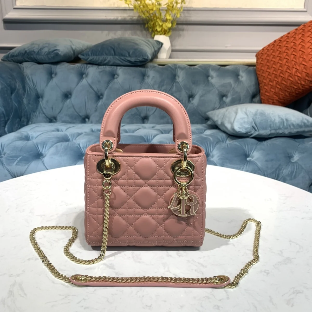 高仿包代理Dior Lady迷你 粉紅 羊皮斜挎包-M0505正品級別-貨到付款