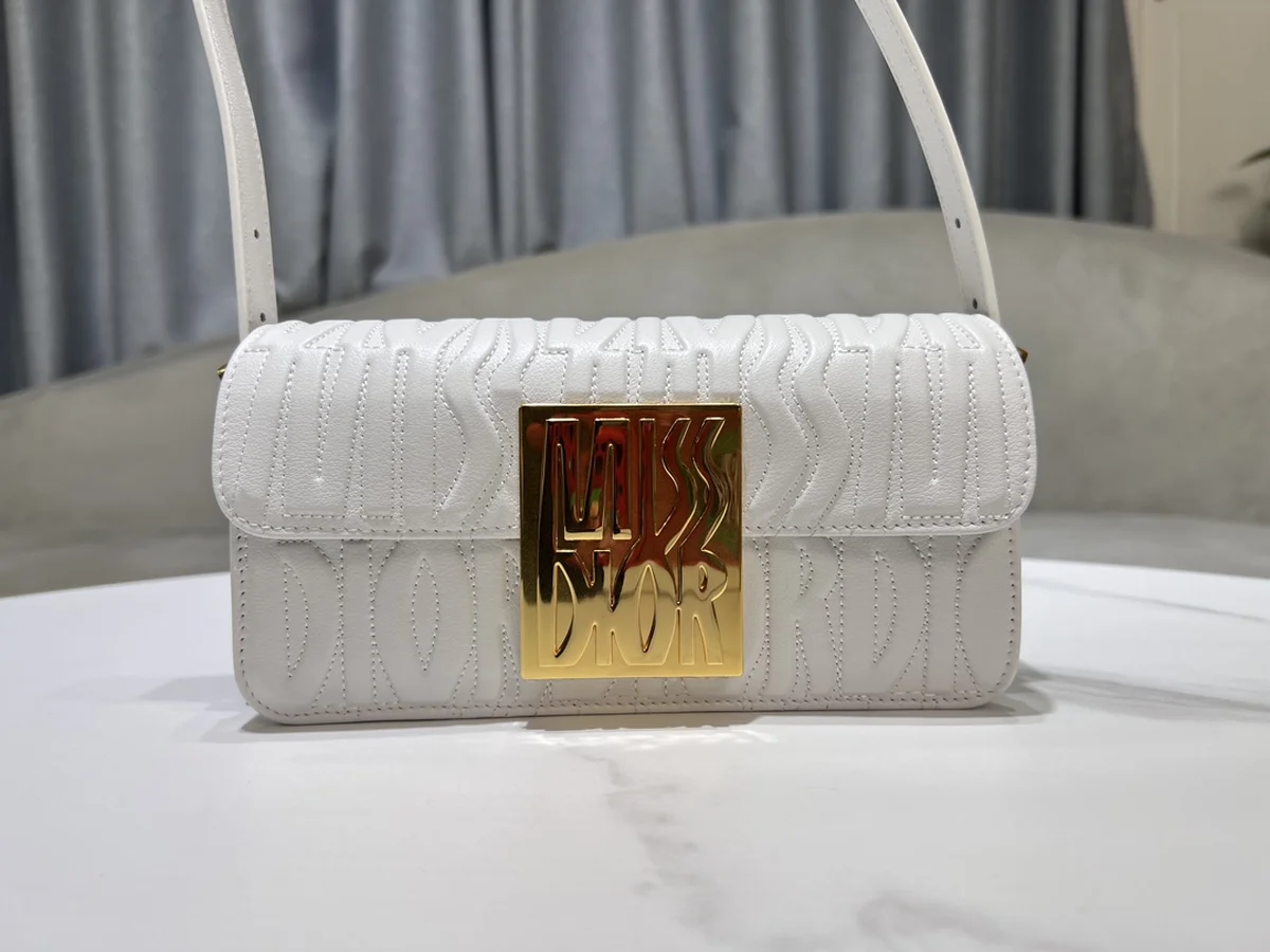 高仿包直銷Dior Miss 白色 小牛皮 翻蓋肩背袋PM-M2610正品級別-貨到付款