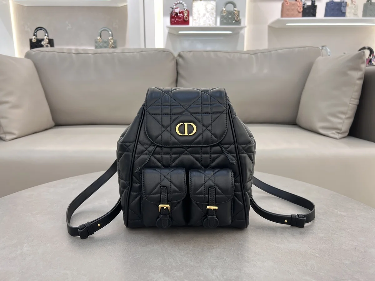 高仿包零售Dior Caro 黑色 羊皮背包MM-M6301正品級別-貨到付款