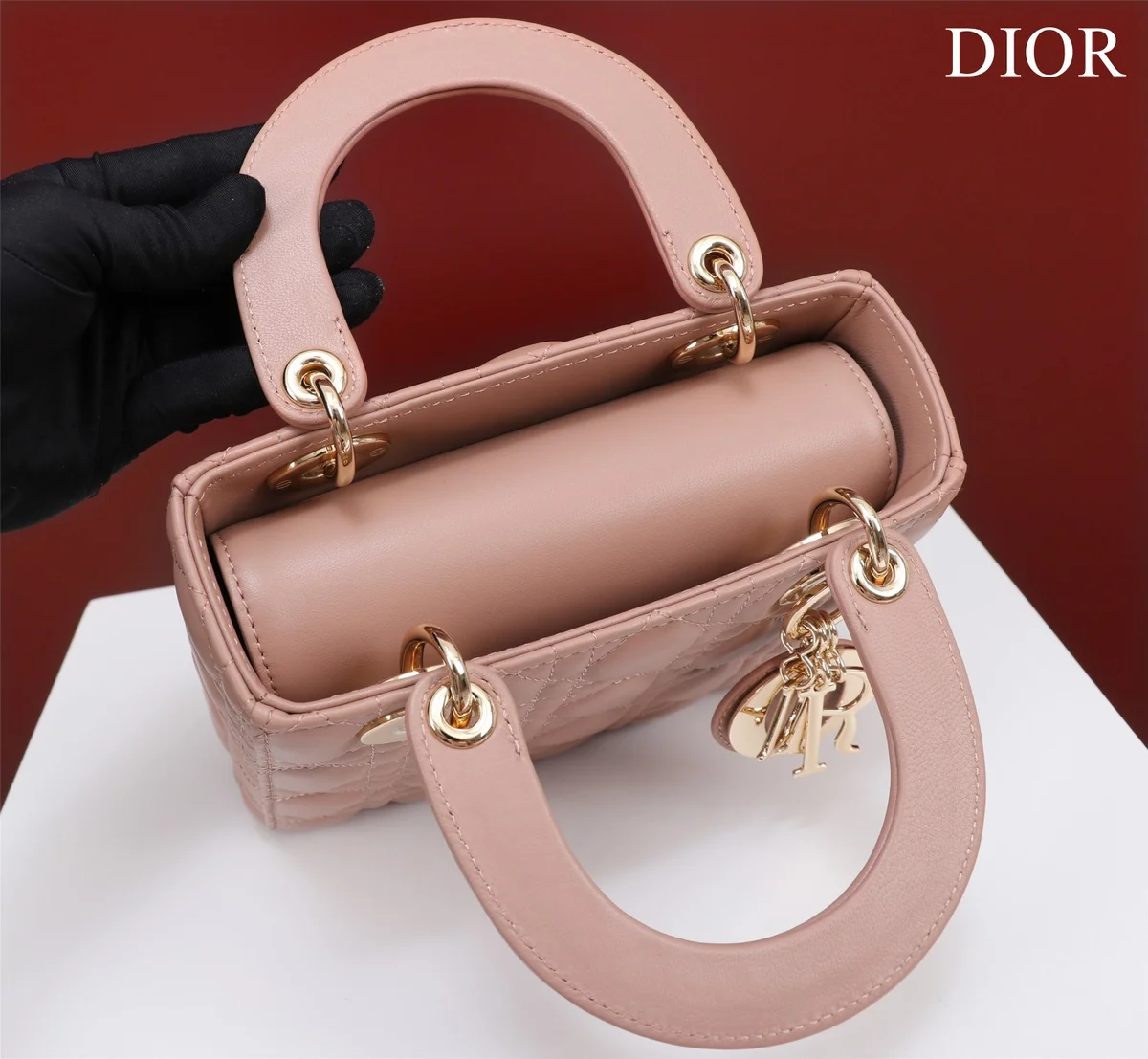 高仿包代購Dior Lady 胭脂色 羊皮斜挎包PM-M0538正品級別-貨到付款