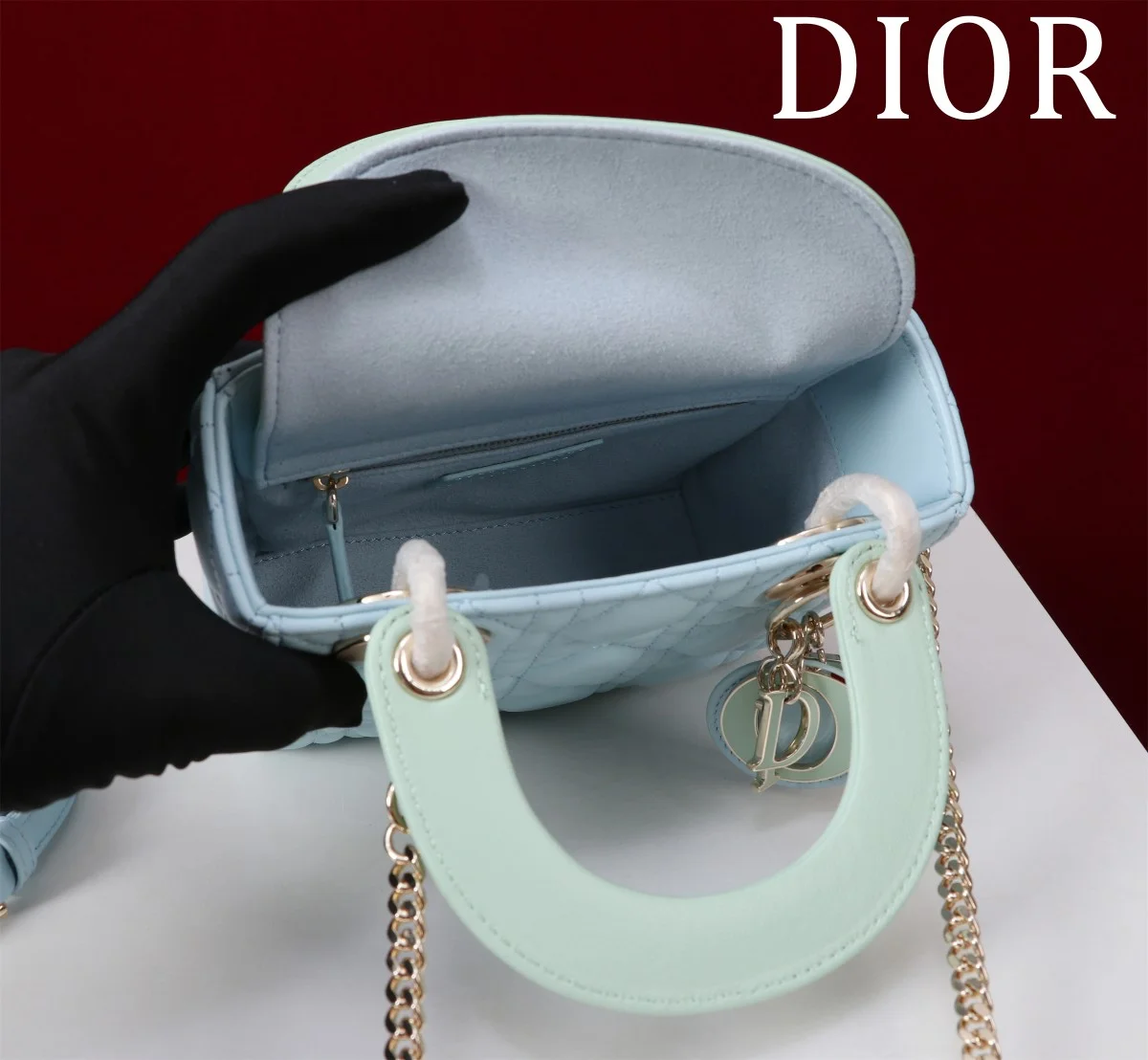 高仿包代購Dior Lady 淺藍 羊皮斜挎包PM-M0505正品級別-貨到付款