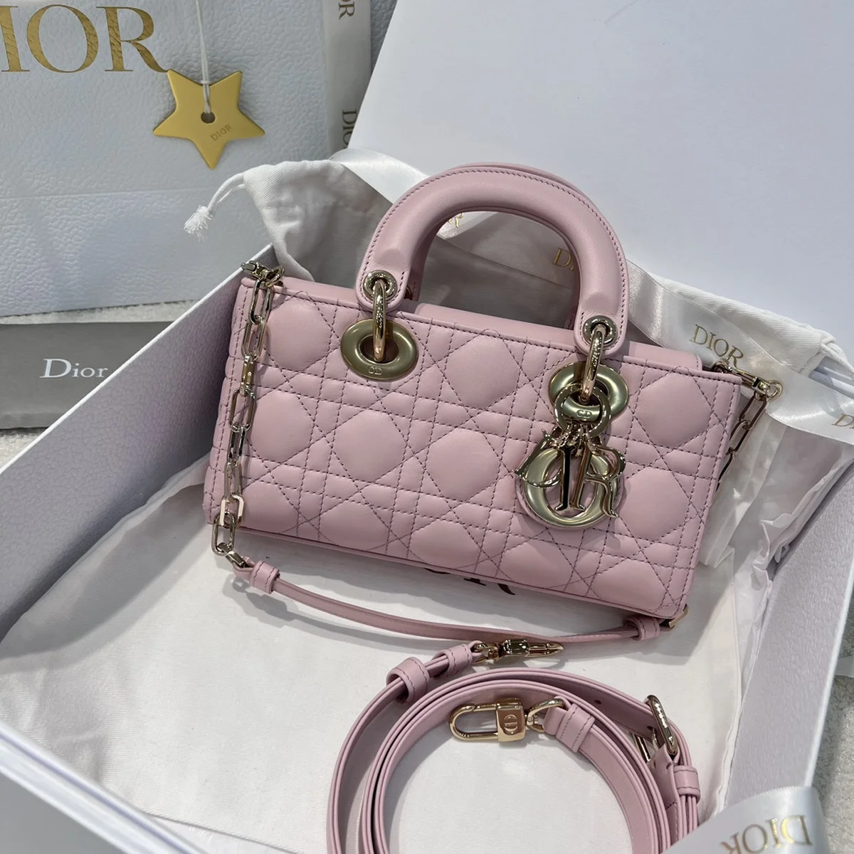 高仿包代理Dior Lady 粉紅 羊皮斜挎包PM-M0613正品級別-貨到付款
