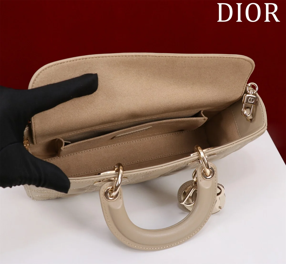 高仿名牌包Dior Lady 沙色 羊皮斜挎包MM-M0540正品級別-貨到付款