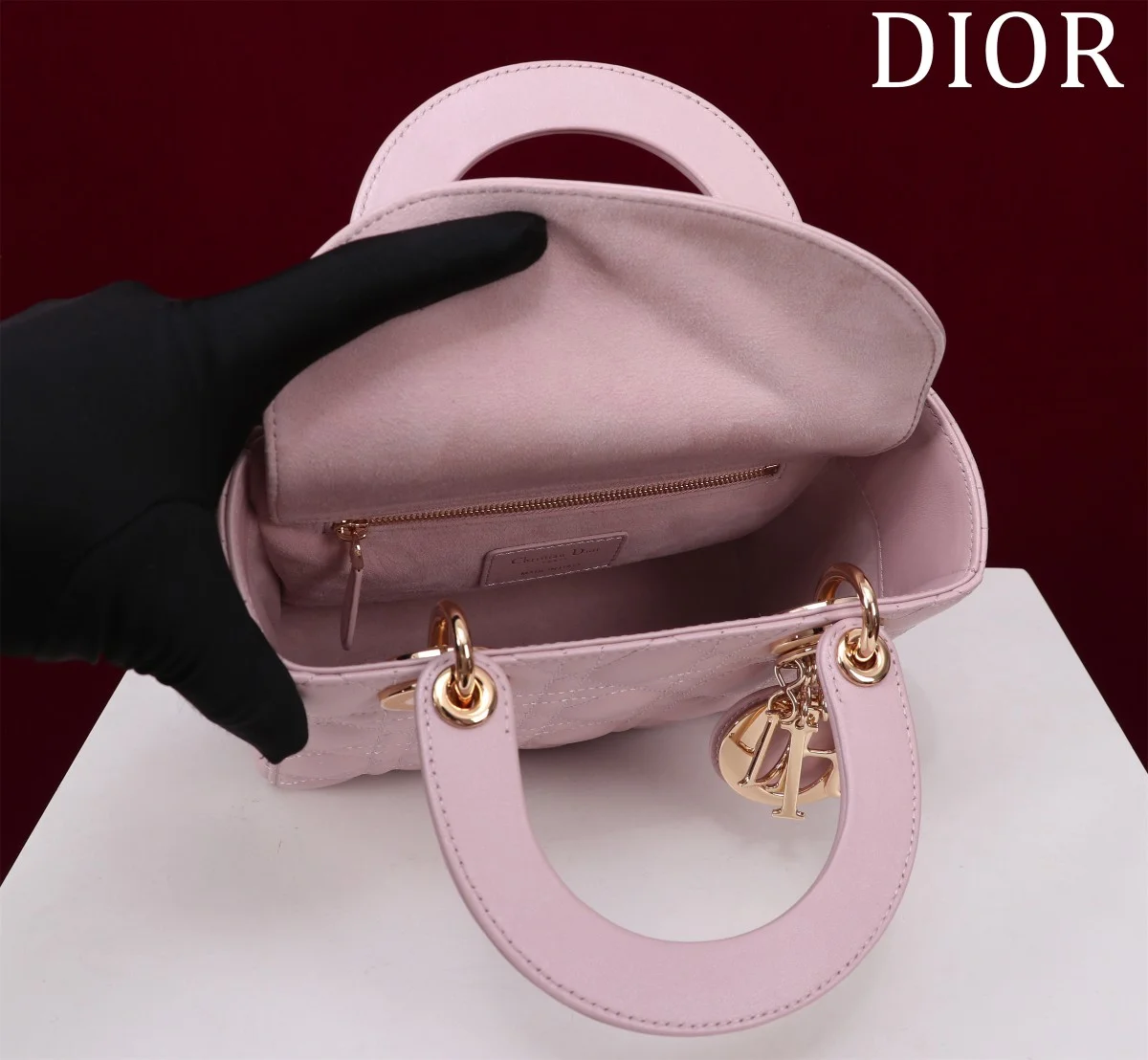 高仿包廠家Dior Lady 胭脂粉 羊皮斜挎包PM-M0538正品級別-貨到付款