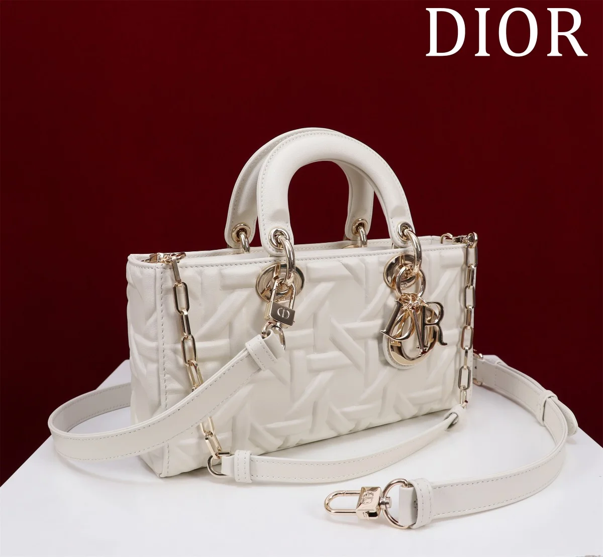 高仿奢侈品包Dior Lady 白色肩背袋MM-M0540正品級別-貨到付款